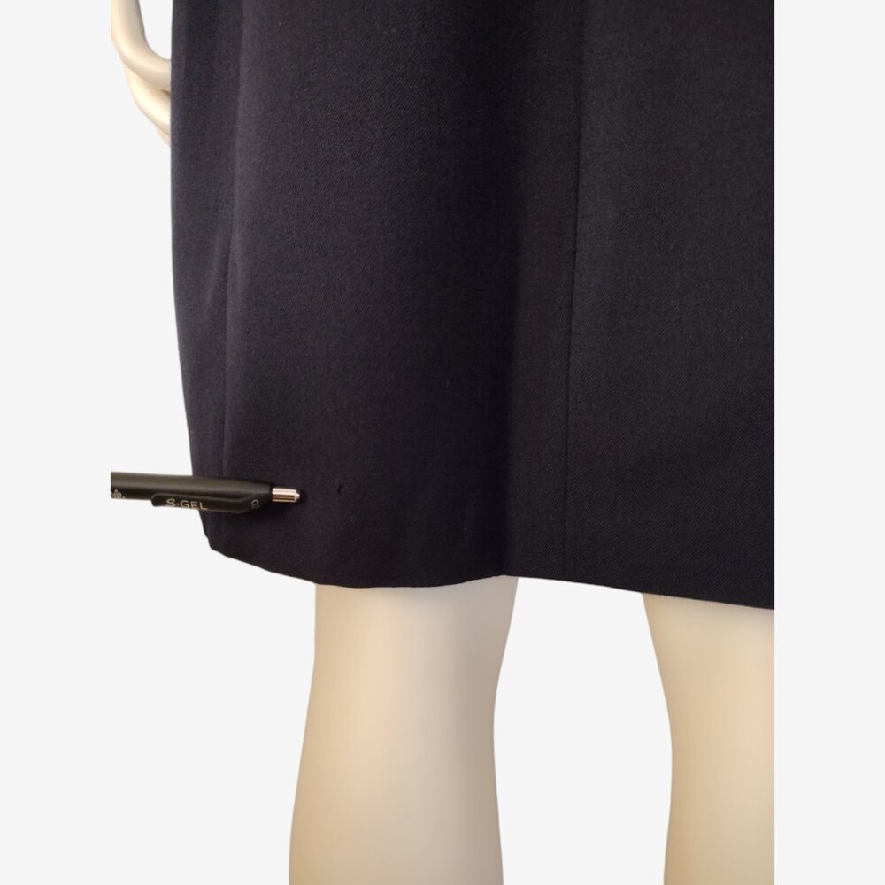 Vintage 1990s Havre Bernard Black Asymmetric 100% Wool Long Fitted Coat - Picture 10 of 14